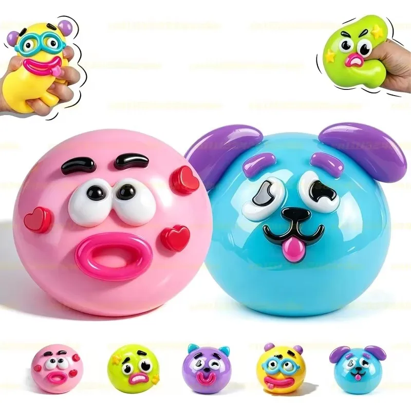 Smushers Squishy, Curiosities Dog Face Swap Squishy Spielzeug, weiches, formbares, niedliches, langsam aufsteigendes Quetschspielzeug, entspannendes sensorisches Spaßgeschenk