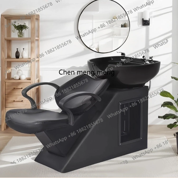 

Barber Shop Sitting Shampoo Chair Flush Shampoo Bed Shampoo Bed with Ceramic Basin Stainless Steel Shower