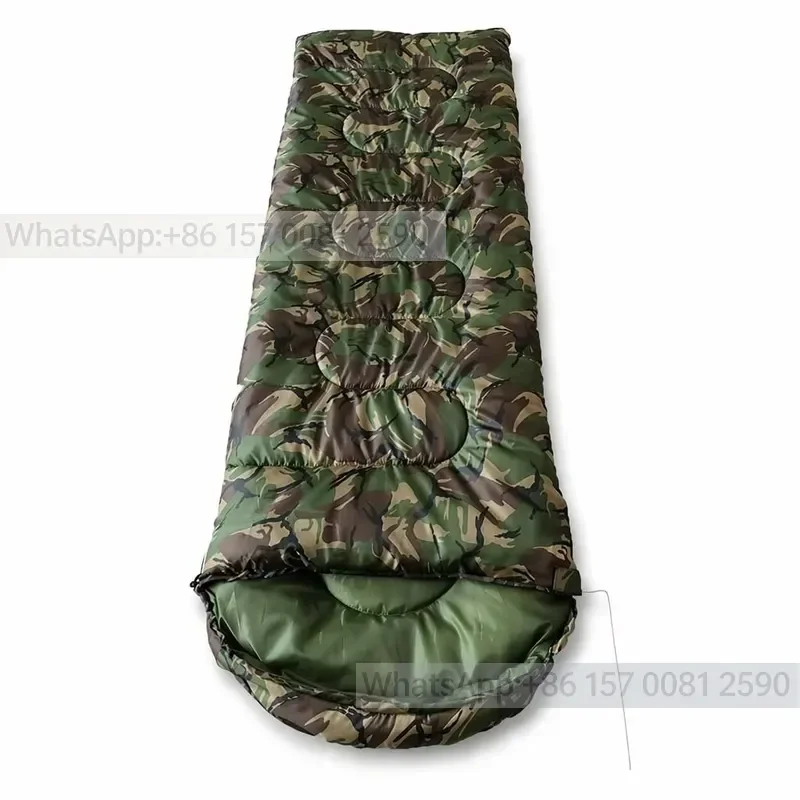 Woodland Camouflage Sleeping Bag Outdoor Camping Warm Envelope Polyester Quilted Sleeping Bag for Hiking Travel Backpacking