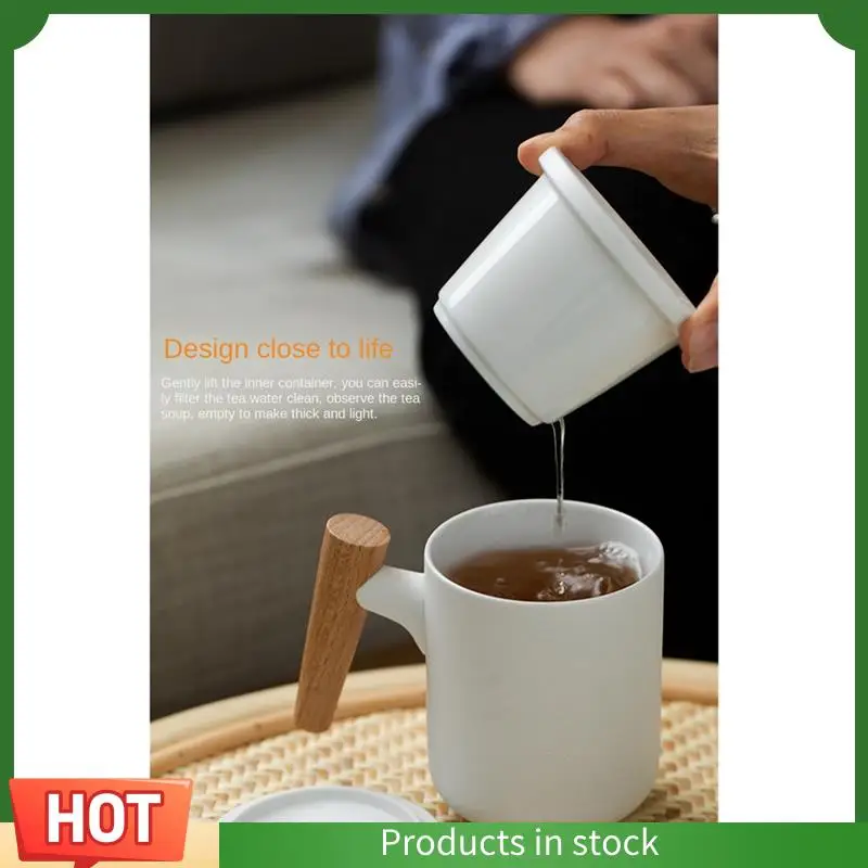 

A68G- Матовая чайная чашка с крышкой и фильтром, большая емкость, деревянная ручка, кофейная кружка, чайная чашка с разделением воды, чашка для чая