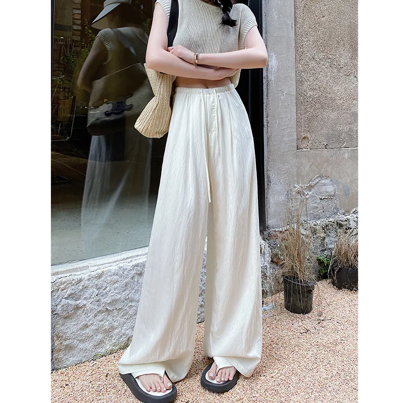 Pants Women 2025 Casual White wide-leg Pants Women Solid Color New Style Spring Autumn Loose Drape high-end Casual Pants