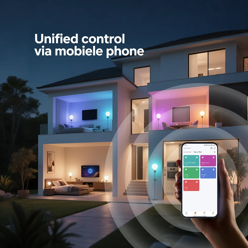 4pcs, Smart Bulbs, RGBCW LED Bulbs, Color Changing Dimmable Bulbs with App Control & Music Sync for Home Lighting.
