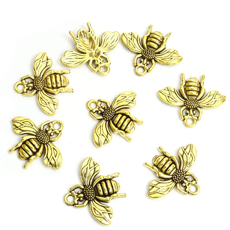 20pcs Bumble Bee Honeybee Insects Charms Antique Gold/Silver Color Pendant Jewelry Making DIY Necklace Bracelet Jewelry Findings