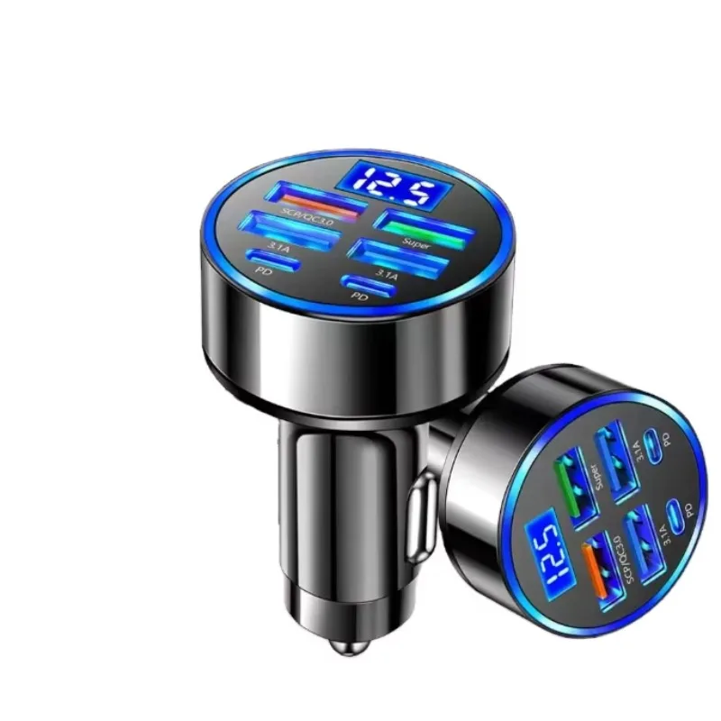 

GlowMart Hot Selling Car Electronics Accessories 6 in 1 Car Charger 100W Car Charger Fast Charging Type c