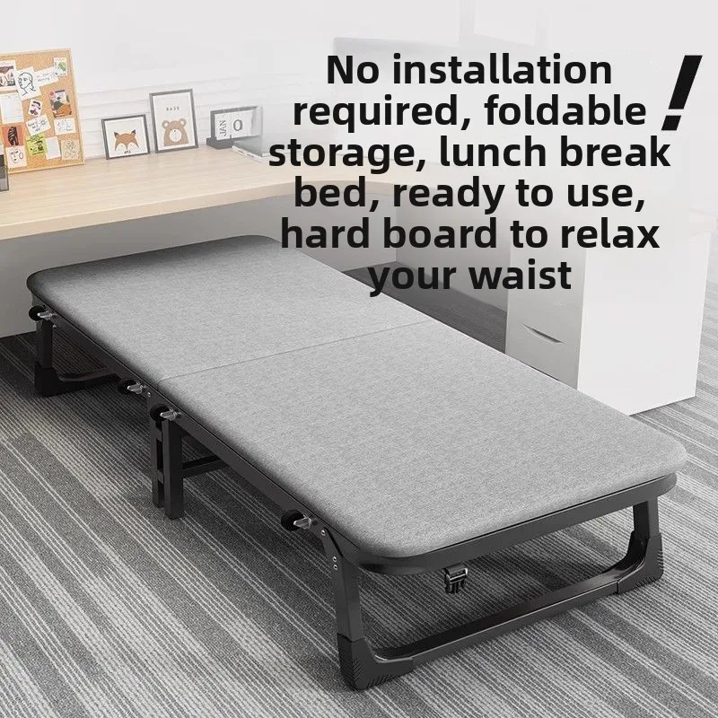 Foldable home hospital escort bed with wheels Single lunch break folding bed Portable office nap bed