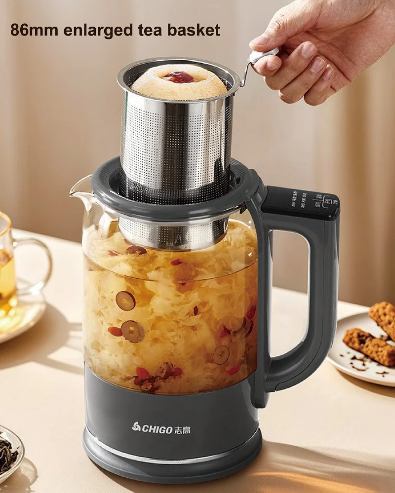 1.8L وعاء صحي متعدد الوظائف مكتب حجز الزجاج إبريق شاي بالأعشاب المزهرة التحكم في درجة الحرارة إبريق الشاي البخاري غلاية كهربائية منزلية #5