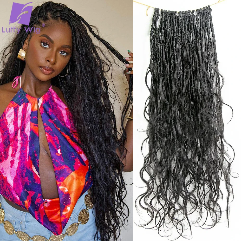 Body Wave Crochet Boho Locs avec Boucles de Cheveux Humains, Déesse Pré Bouclée, Cheveux Bouclés, Extrémités Synthétiques