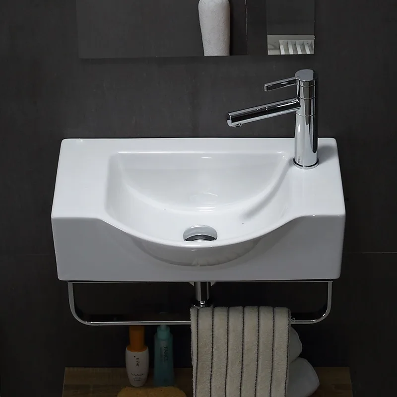 Hotel wall-mounted wash basin, small apartment ceramic wash basin, bathroom mini simple modern small hanging basin