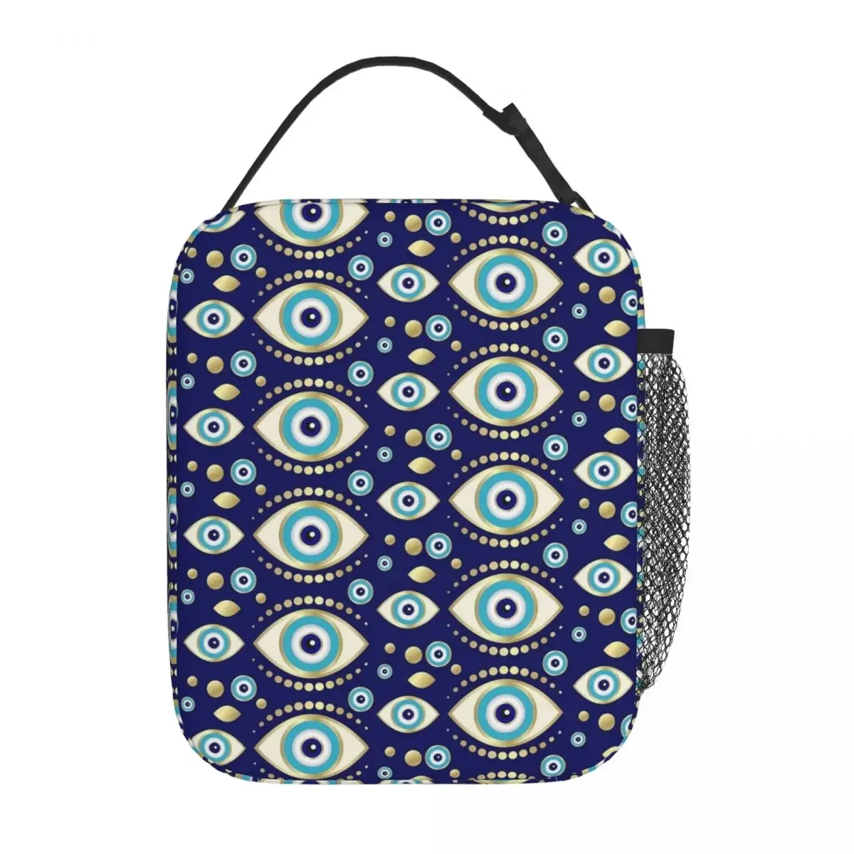 Evil Eye Charm Lunch Bag For Adult Blue Eyes Print Designer Lunch Box Kawaii Picnic Cooler Bag Portable Oxford Tote Food Bags