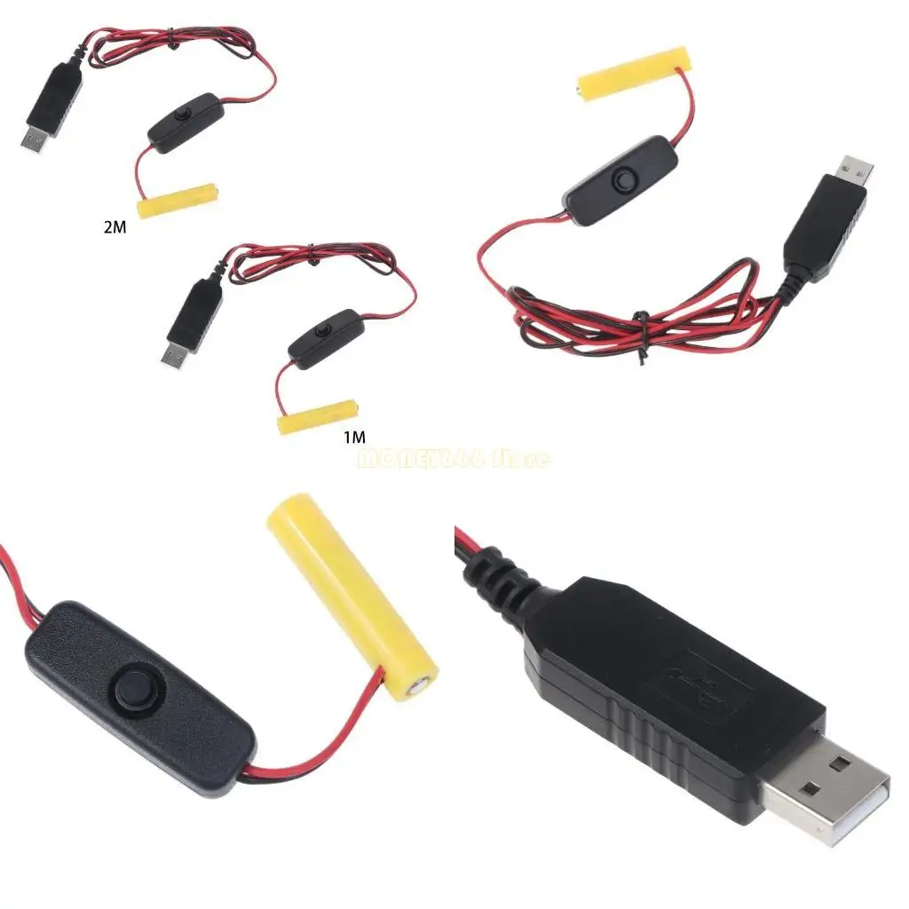 

F62C Universal 1.5V AAA Battery USB Power Supply Cable Replace AAA Battery