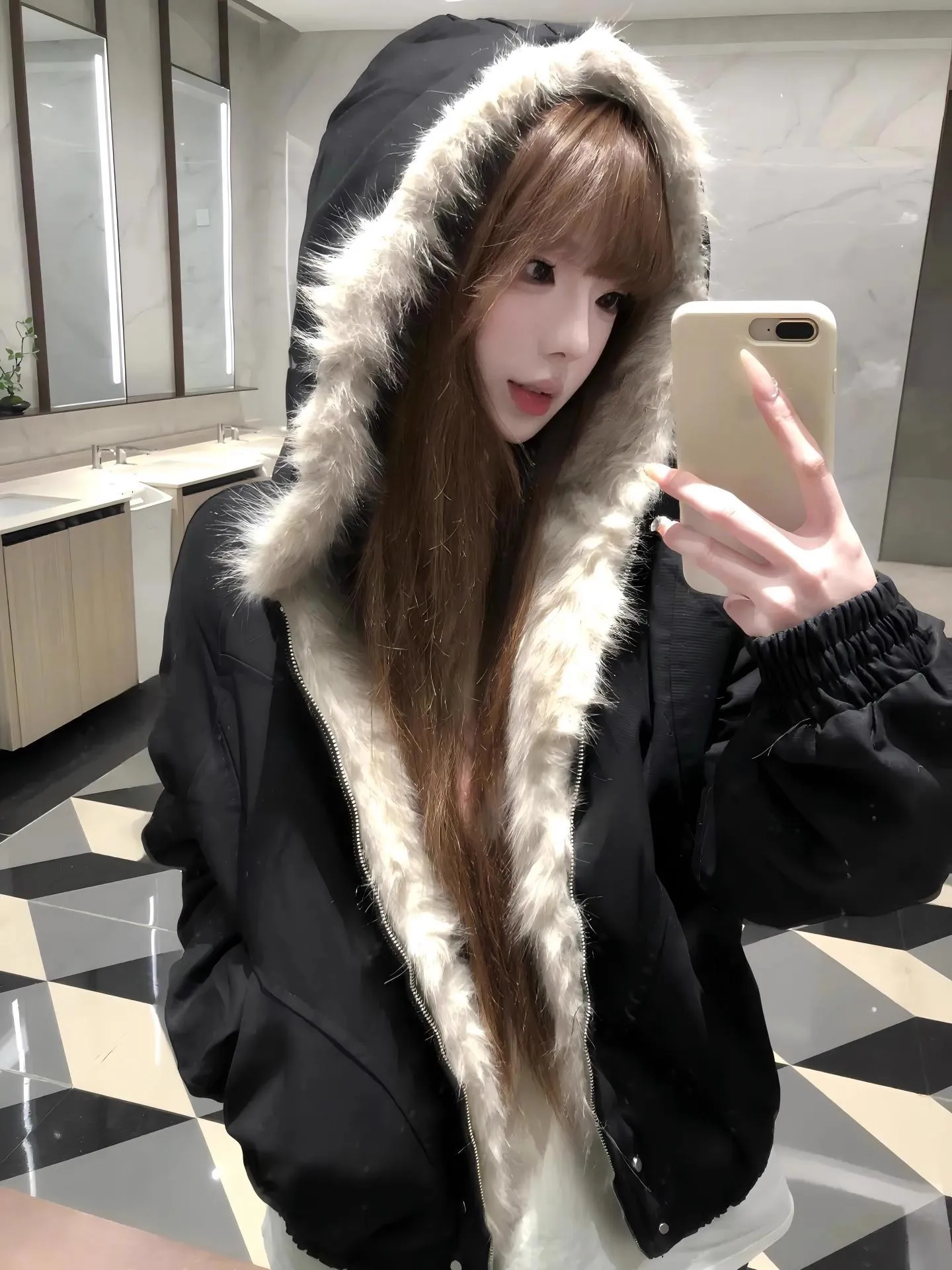 American Sle ort Thiened Cotton Jaet Coat with Fur Collar for Men And Women Winter Warm Clothes Cleanfit Cotton Suit