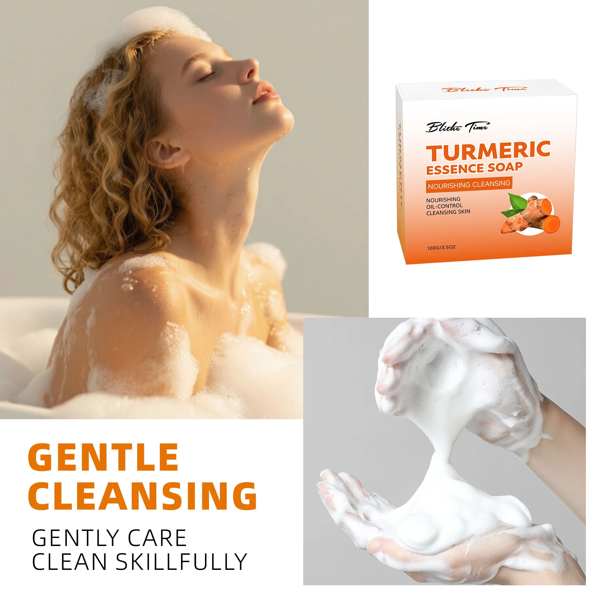 

Encounter Blithe Time 100g Turmeric Soap and unlock the secret to renewed skin! A natural plant extract that removes mites
