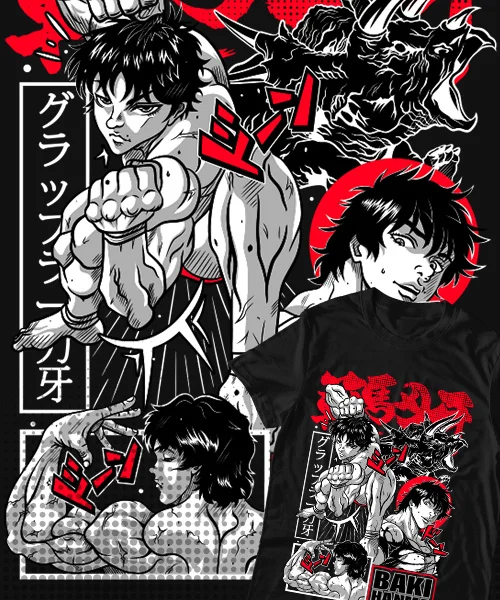 Camiseta unisex Baki Hanma Etapas de Lucha Cotton anime T-shirt