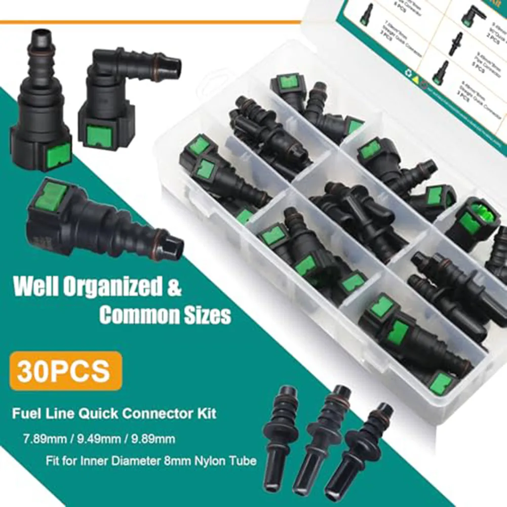 Quick Connector Fuel Line Set PA12 Nylon Fittings Black Fuel Line Connector Temperature Resistant Wear Resistant