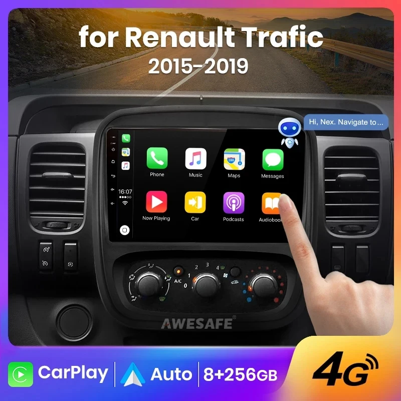 AWESAFE Wireless CarPlay Autoradio for Renault Trafic 2015 2016 2017- 2019 Car Radio Multimedia Player Android Auto Stereo GPS