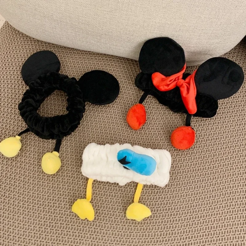 Disney Mickey Mouse Minnie Washing Face Hair Band Women Cute Cartoon Soft Plush Headband Wash Makeup Hair Band Accessories Gift