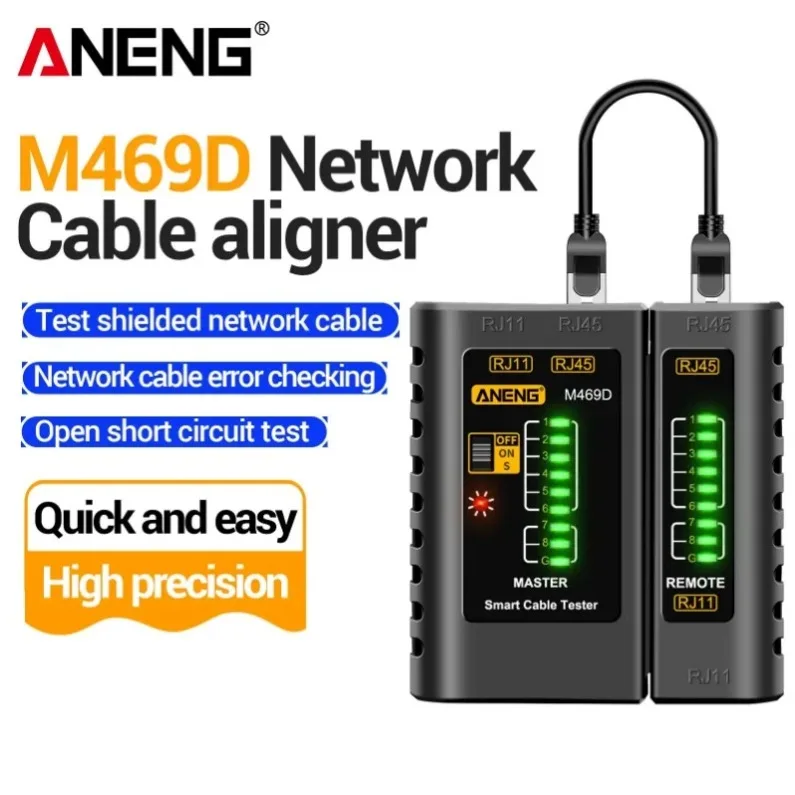 

ANENG M469D Telephone Line Test Adjustable Portable Network Cable Tester LED Indicator Speed Wiring Fault Detector