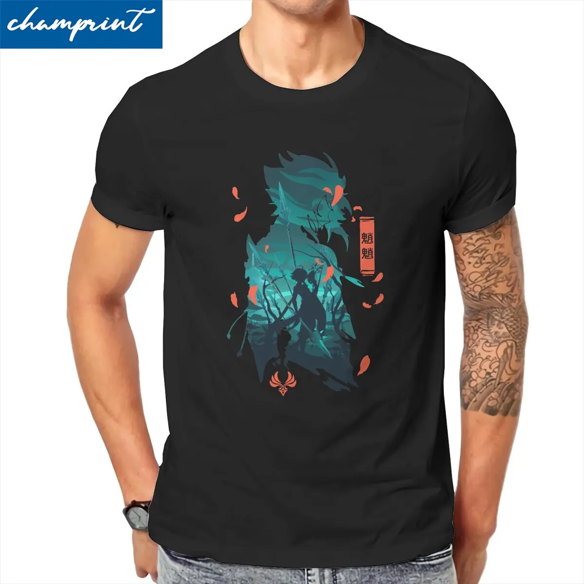 Genshin Impact Xiao  Men's T Shirt Anime Vintage Tee Shirt Short Sleeve Round Neck T-Shirt 100% Cotton Gift Idea Clothing