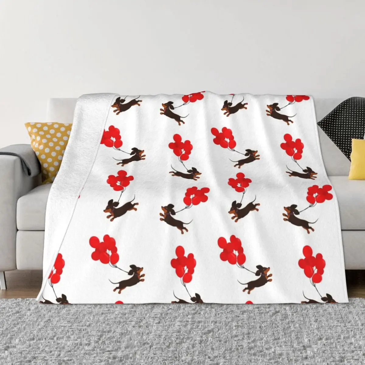 Sausage Dachshund Dog Blanket Warm Fleece Soft Flannel Badger Puppy Animal Throw Blankets for Bedroom Couch Car Spring