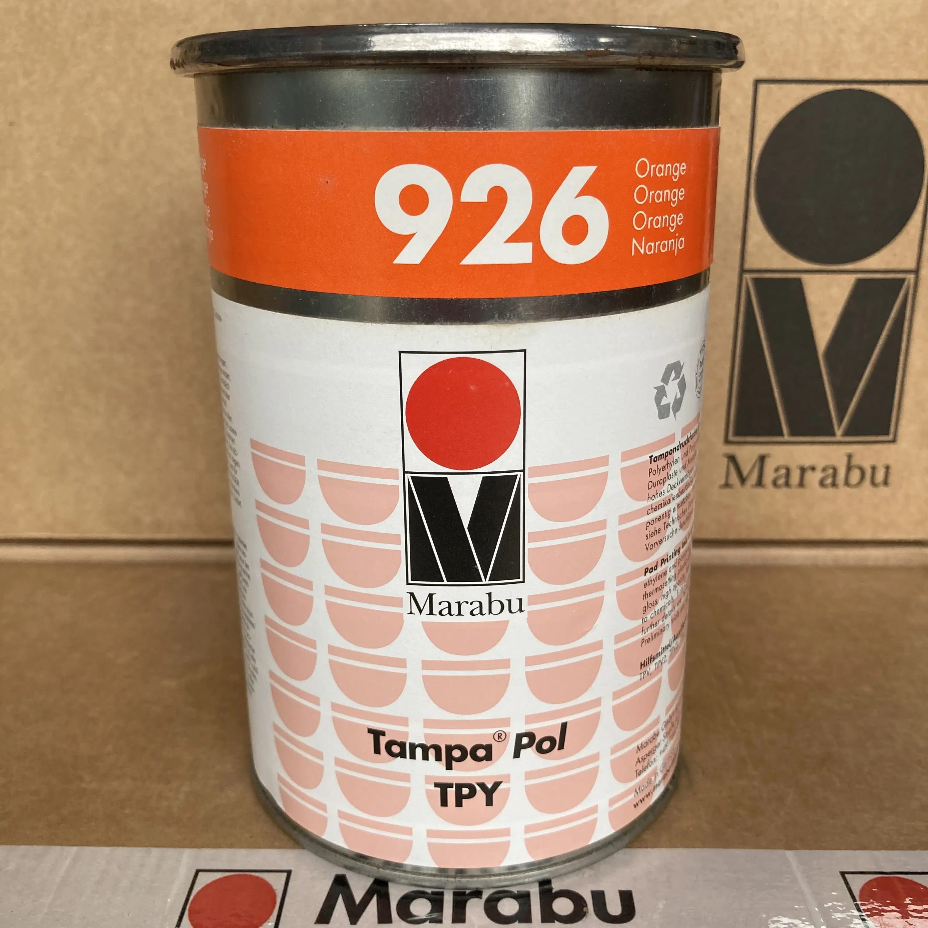 Marabu TPY926 Orange Ink for Plastic and Metal – High-End Screen & Pad Printing Ink