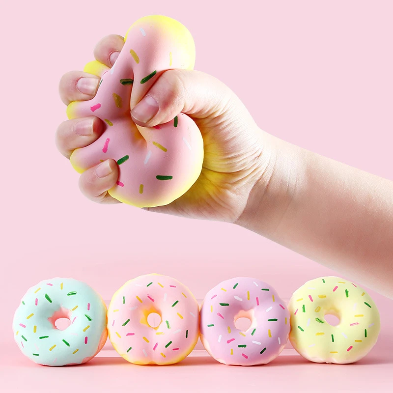 Creative TPR Donut Squeezing Slow Rebound Toy Funny Novelty Mini Squeeze Toy Simulation Food Series Stress Relief Toys For Kids