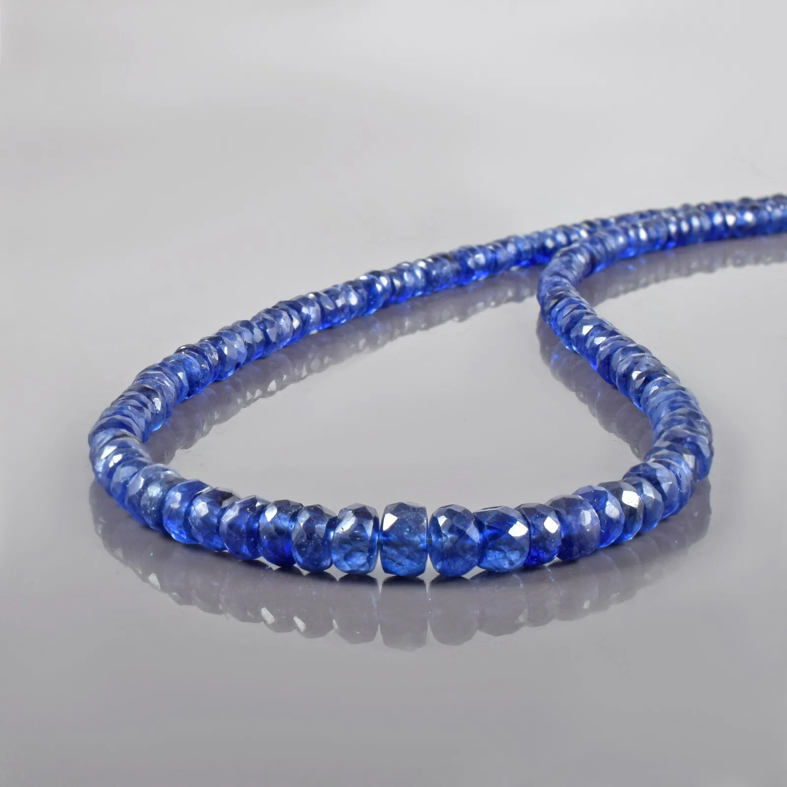 

Natural Faceted Blue Sapphire 3-5mm Rondelle Beads Chain Handmade Necklace