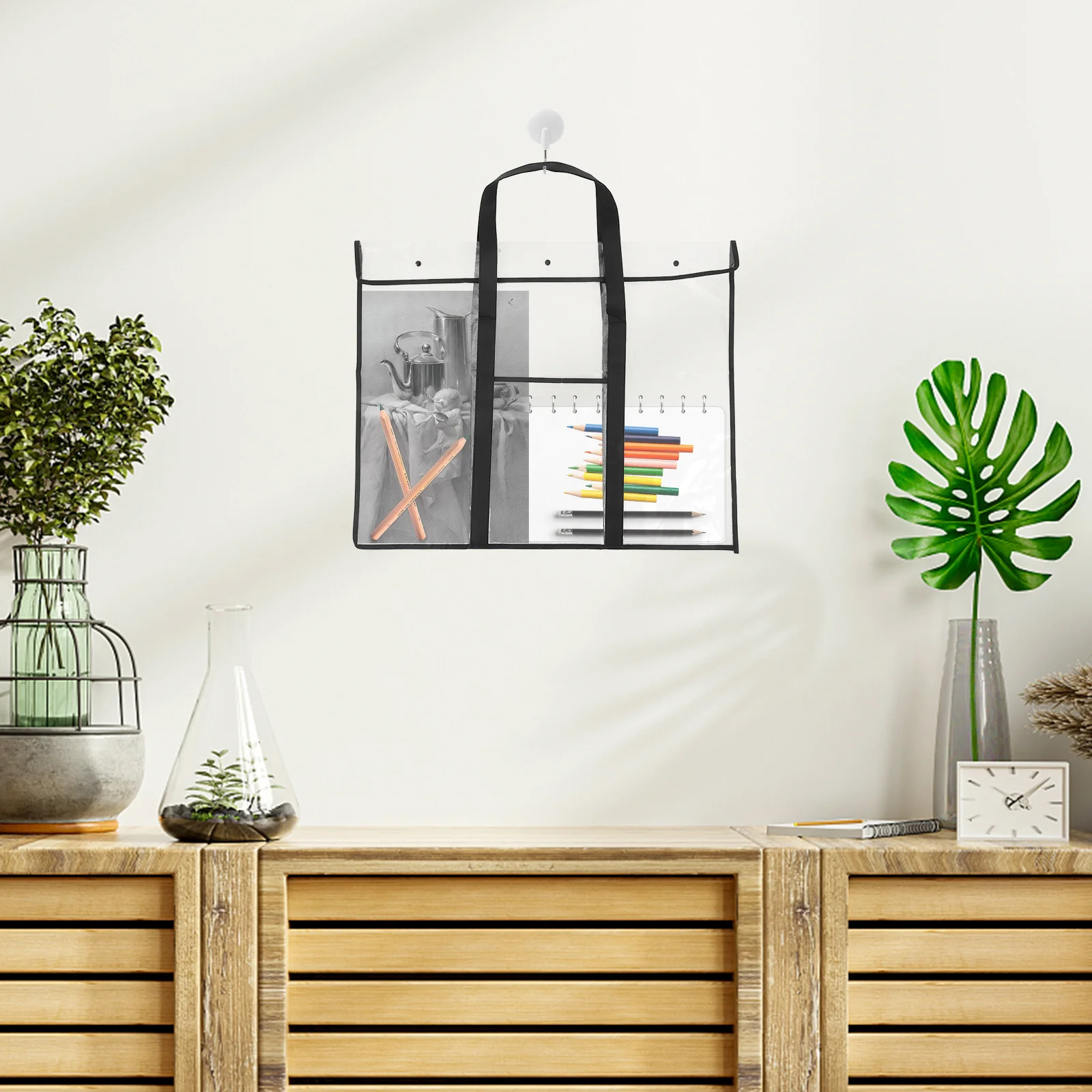 Saco de placa de pintura grande transparente dobrável organizador de fornecimento de arte botão snap portátil ferramenta de desenho pasta transportadora para