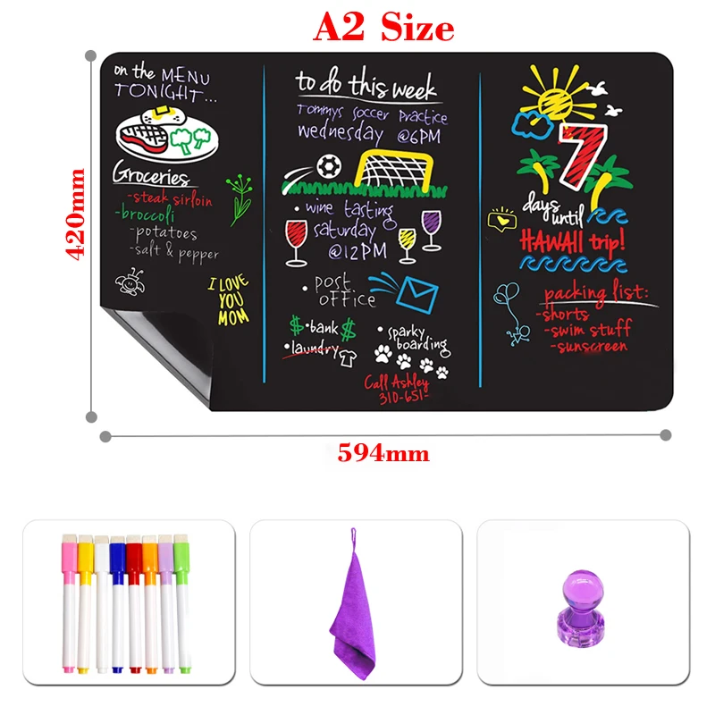 A2 Size Blackboard Magnetic Chalkboard Message Table Black Presentation Poster Boards Dust Free Chalk Board