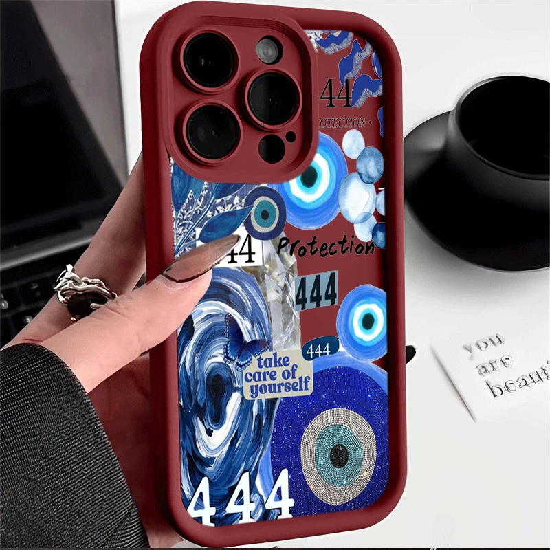 444 Böses Auge Spiritualität Silikonhülle für iPhone 16 13 11 17 Pro Max Hüllen iPhone 12 ProMax 14 15 Plus 8 XS Stoßfeste Hülle – Detail 16