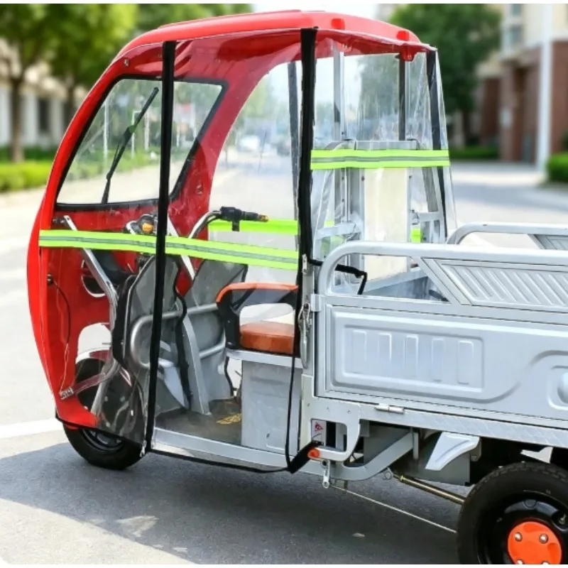 Electric Tricycle Canopy Accessory, Front Windshield Curtain, Left & Right Side Door Curtain, Rain‑Proof Wind Blocking Curtain view 6