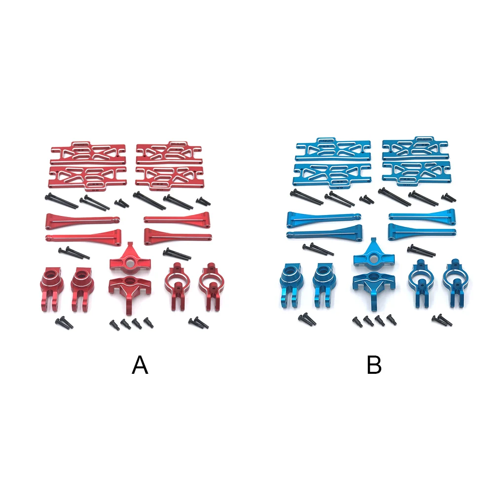 Zestaw akcesoriów do ciężarówki RC: wahacz górny i dolny w kształcie litery C, mocowanie zwrotnicy.