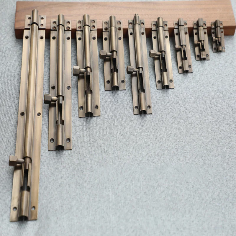 Antique Round Door Window Latch 1.5/2/3/4/6 Inch Barrel Bolt Copper Sliding Lock for Bathroom Bedroom Gate Security Hardware
