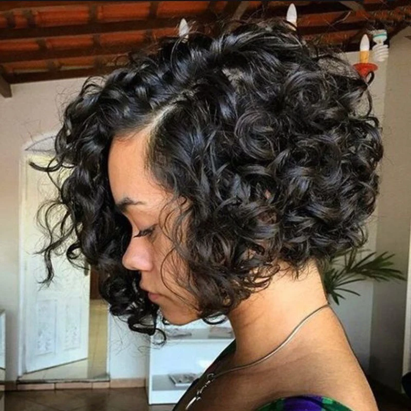 Peluca de cabello rizado para mujer, Pelo Rizado de onda grande, rosa de seda mate africana, papel adhesivo, cubierta de malla para la cabeza, Europa y América