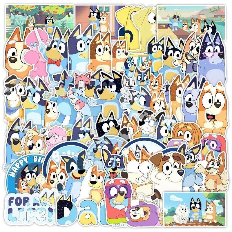 50PCS Bluey Bingo cute stickers stationery Cartoon Anime peripherals bags decoration Trunk graffiti sticker birthday party gifts