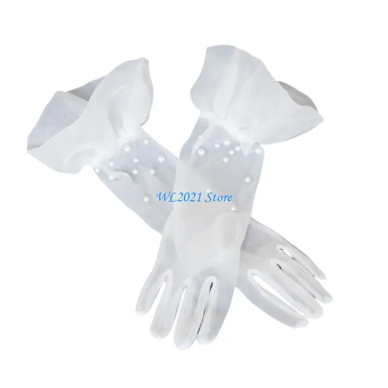 

G5GC Wedding Gloves for Women and Girls Full Finger White Gloves Party Supply