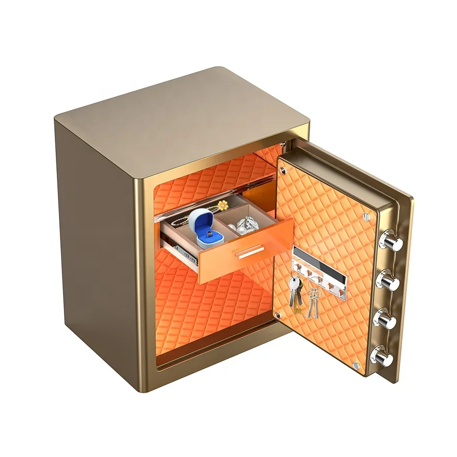 Safe Box for Bedroom Hotel Fingerprint Deposit Box Solid Steel Jewelry Storage Luxury Office Digital
