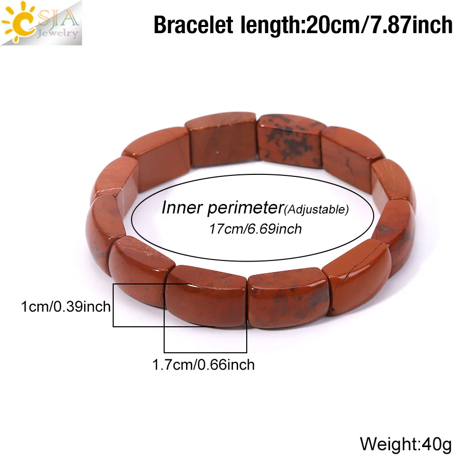 CSJA Kristall-Elastik-Armband Vintage Handgefertigter Charm Naturstein Rechteckiges Armband Schmuck Damen Herren Armreif Accessoire H871 – Detail 22