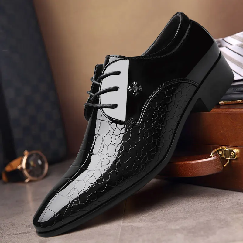 Men Shoes Winter Sneaker Trendy Business Dress Shoes Social Shoes Comfortable Lacquer Leather Loafers Zapatos De Vestir Hombre