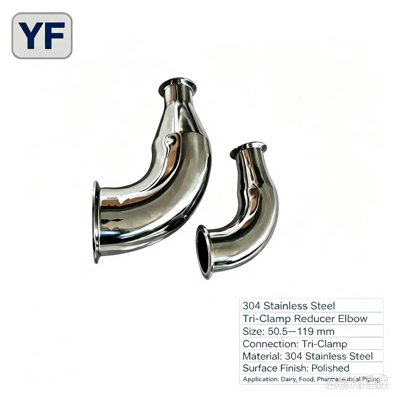 Sanitary Grade 304 Stainless Steel Quick Fit Reducing Elbow Variable Diameter 90 Degree Chuck Type Connection Joint
