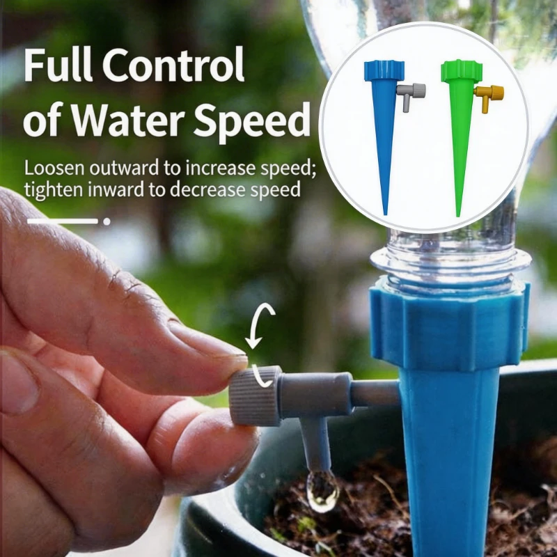 6/18/36PCS Self-Watering Spikes – Extra-long, Leak-proof Plugs with Adjustable Flow for Self-watering Indoor and Outdoor Plants