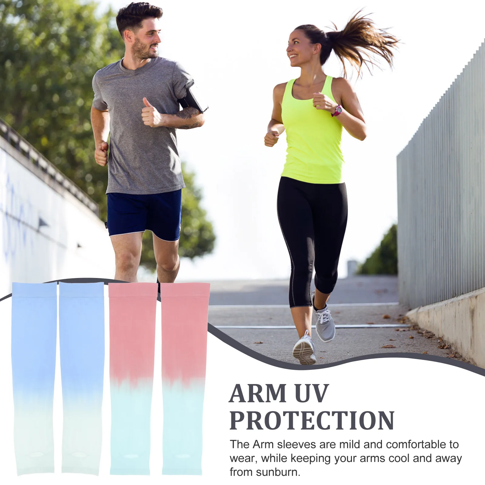 

4pcs Elastic Arm Sleeves Uv Protection Cooling Reusable Sweat Absorption Breathable Quick Dry For Outdoor Cycling Running
