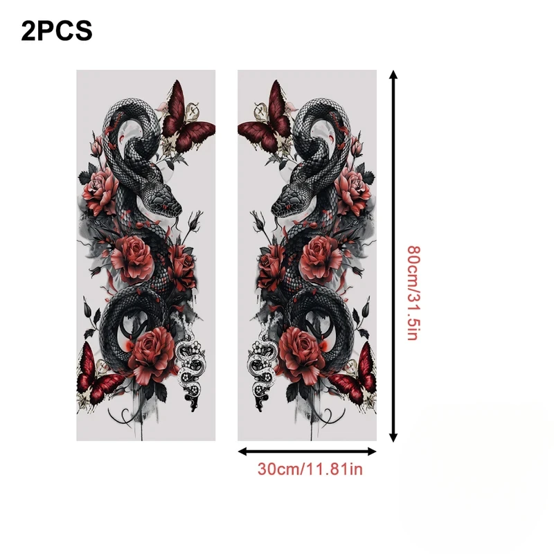 2Pcs Car A Pillar Decor Stickers Snake Rose Butterfly Print DIY Modified Interior Vinyl Decals Car Styling