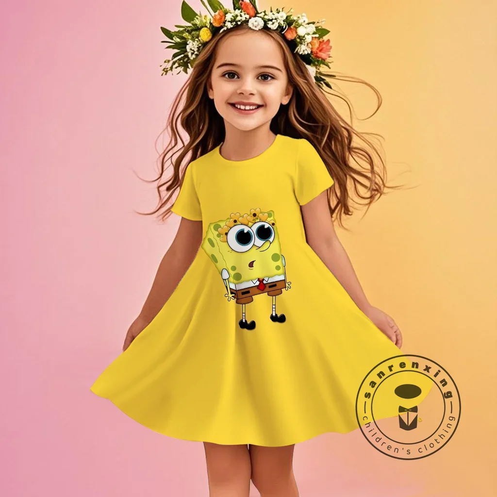 

Potdemiel/Рождественские платья с 3D принтом Губка Боб, специальное издание, одежда для девочек, праздничное милое подарочное платье для детей 2025 года