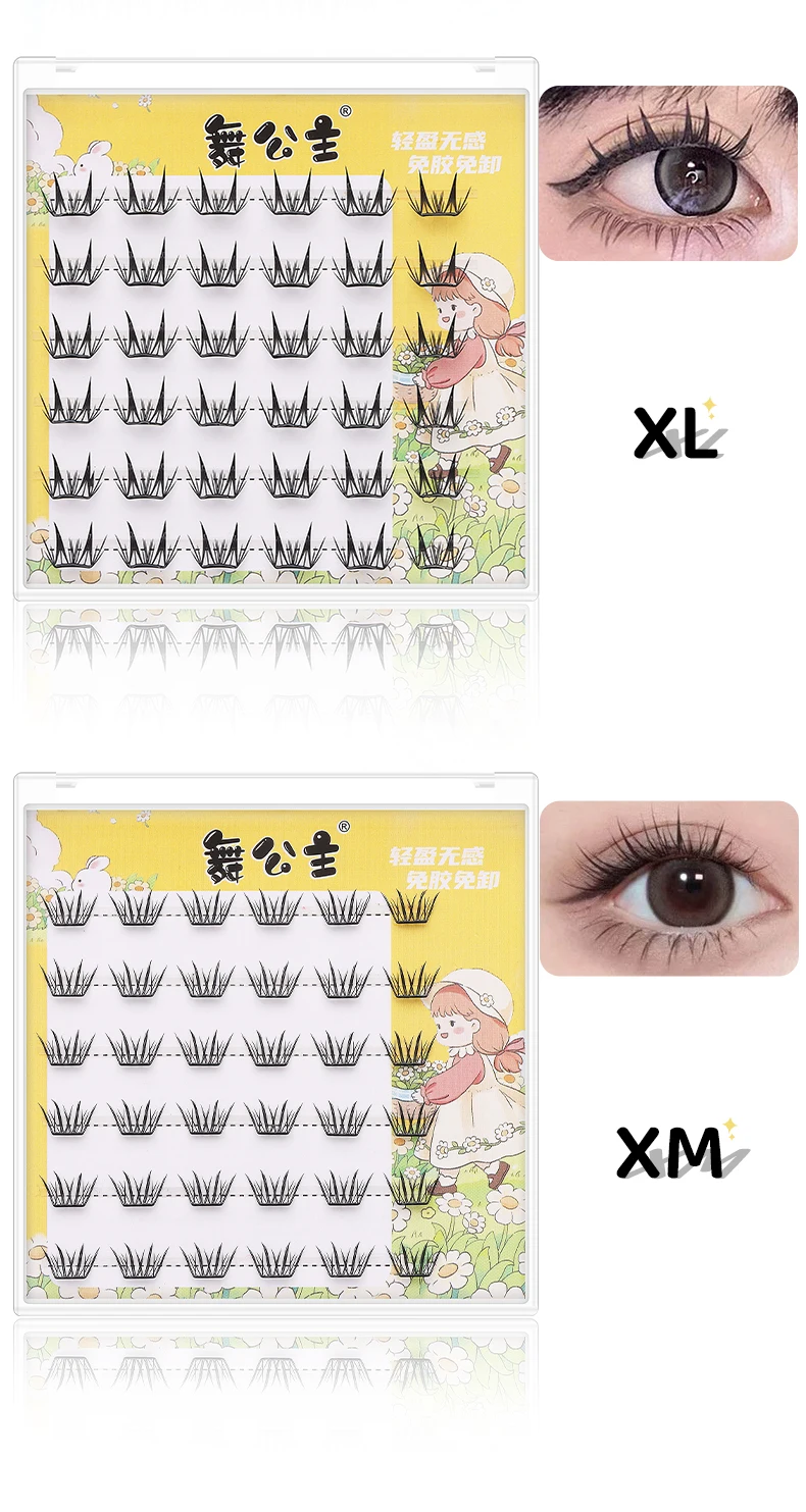 DINGSEN Selbstklebende Cluster-Wimpern, 6 Reihen, einzelne Wimpern, kein Kleber erforderlich, koreanisches Make-up, DIY-Wimpern, natürliche Wimpern – Detail 11