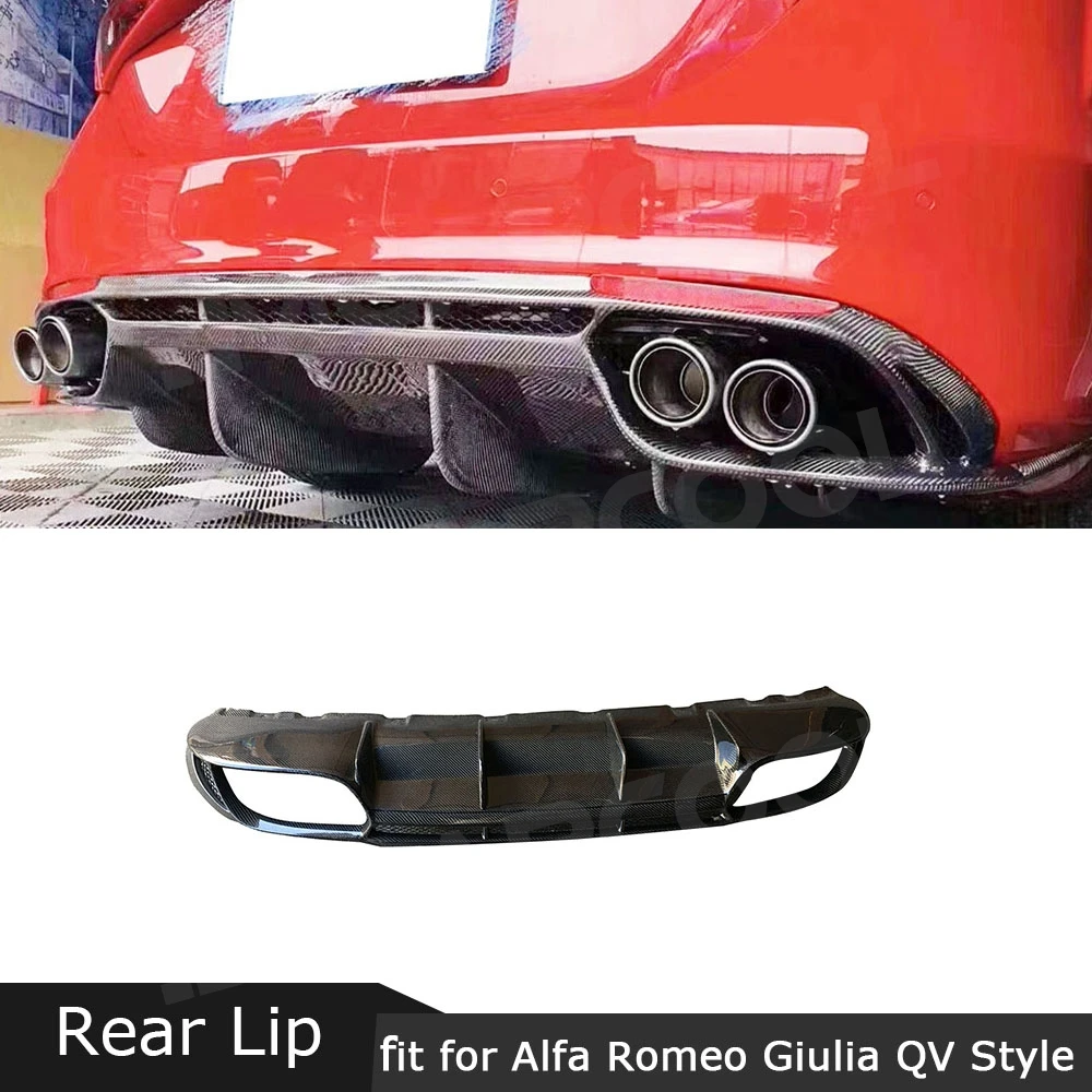 Carbon Fiber Rear Lip Diffuser for Alfa Romeo Giulia QV Style Standard 2017- 2020 Back Bumper Guard Protector Car Accessories