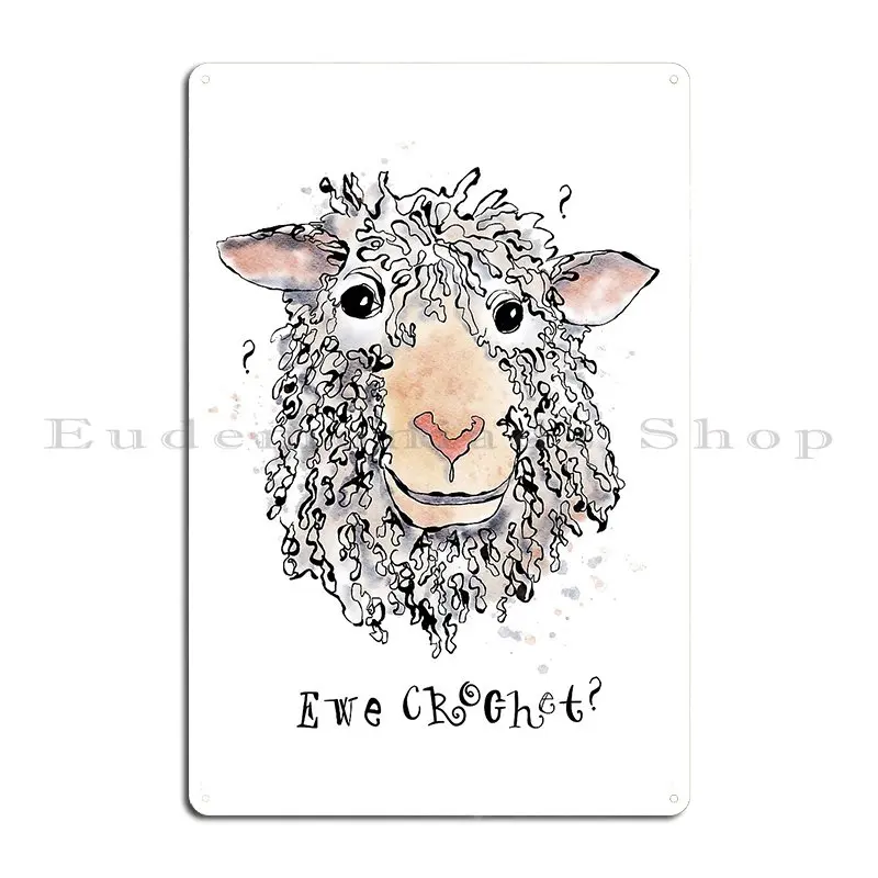 Ewe Crochet Metal Plaque Poster Home Design Create Living Room Cinema Tin Sign Poster