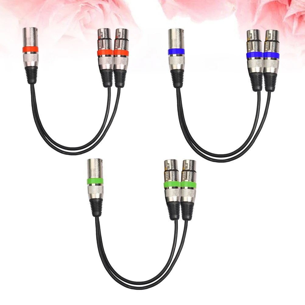 

3 Pcs Kanon Male and Female XLR to Cable Microphone Y Splitter Adaptor Patch Extension