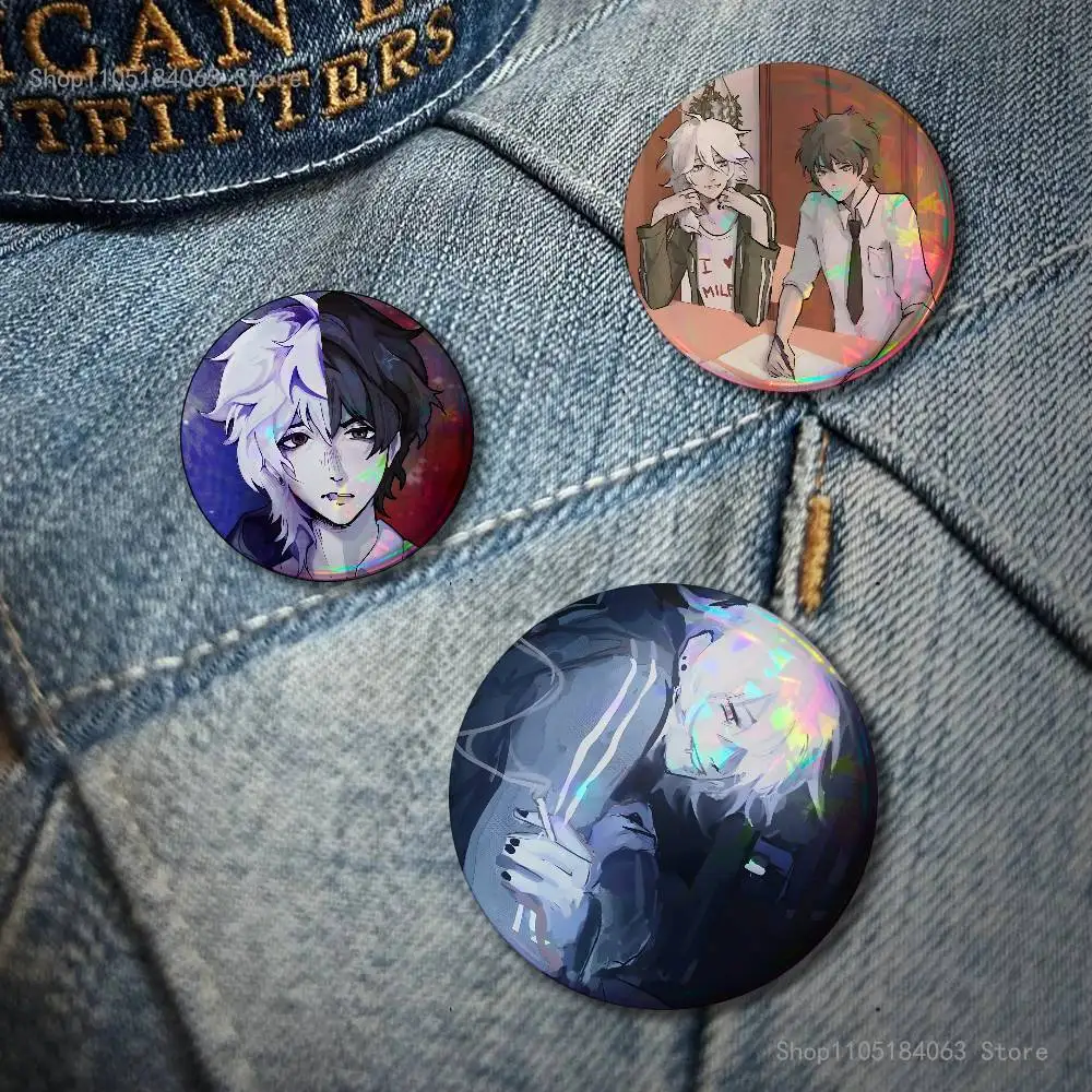 The P-PromiseS of H-Hope Laser reflective round badges pins bag clothing decorations collectibles gifts for friends