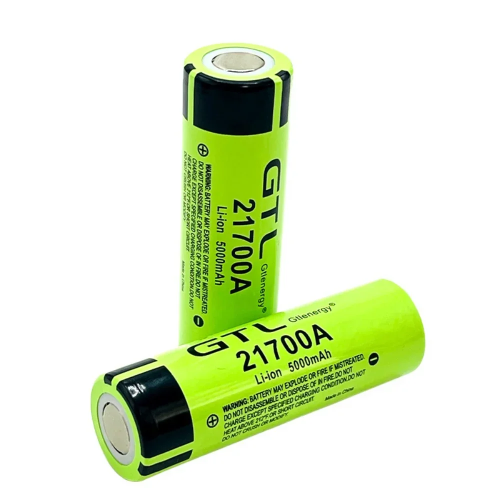1-10PCS 21700 High-Capacity Green Lithium Battery 5000mAh Flashlight Rechargeable Battery