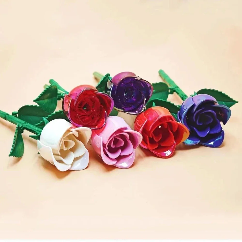 

Creative Bouquet of Back Roses Home Decoration Artificial Building Blocks Flowers Gift for Girlfriend Anniversary Valentines Day
